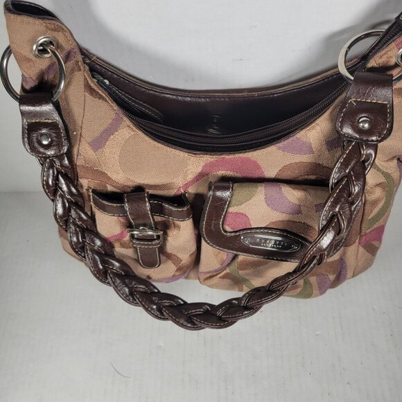 Rosetti Classic Everyday Workwear Braided Strap Multi-Color Fabric Hobo Bag - Picture 2 of 12